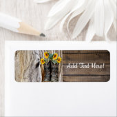 Horse Cowboy Boots Sunflower Barn Board Etiket (Insitu)