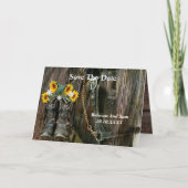 Horse Cowboy Boots Sunflower Rustic Barn Board (Voorkant)