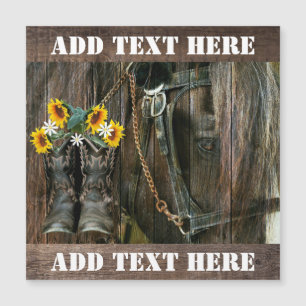 Horse Cowboy Boots Sunflower Rustic Barn Board