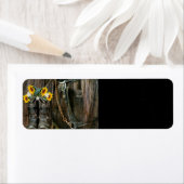 Horse Cowboy Boots Sunflower Rustic Barn Board Etiket (Insitu)