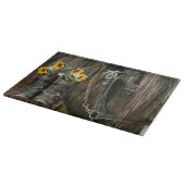 Horse Cowboy Boots Sunflower Rustic Barn Board Snijplank (Hoek)