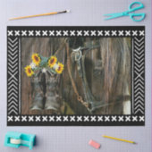 Horse Cowboy Boots Sunflower Rustic Barn Board Tissuepapier (Craft)