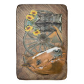 Horse Cowboy Boots Wagon Wheel Sunflower Western Badmat (Voorkant Verticaal)