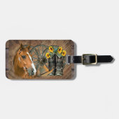 Horse Cowboy Boots Wagon Wheel Sunflower Western Bagagelabel (Voorkant horizontaal)