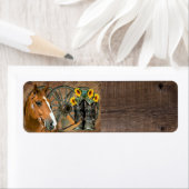 Horse Cowboy Boots Wagon Wheel Sunflower Western Etiket (Insitu)