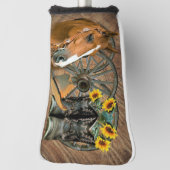 Horse Cowboy Boots Wagon Wheel Sunflower Western Golfheadcover (Draai 90)
