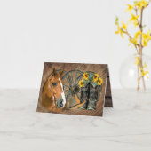 Horse Cowboy Boots Wagon Wheel Sunflower Western Kaart (Gele Bloem)