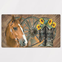 Horse Cowboy Boots Wagon Wheel Sunflower Western