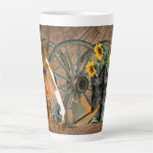 Horse Cowboy Boots Wagon Wheel Sunflower Western Latte Mok (Voorkant)