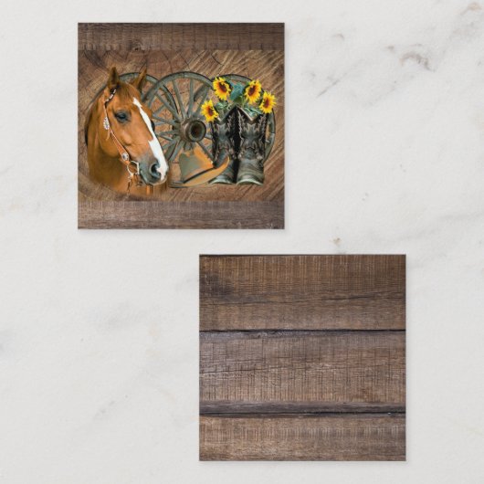 Horse Cowboy Boots Wagon Wheel Sunflower Western Notitiekaartje (Voorkant / Achterkant)
