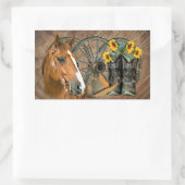 Horse Cowboy Boots Wagon Wheel Sunflower Western Rechthoekige Sticker (Tas)
