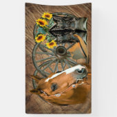 Horse Cowboy Boots Wagon Wheel Sunflower Western Spandoek (Verticaal)