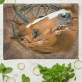 Horse Cowboy Boots Wagon Wheel Sunflower Western Theedoek (Gevouwen)