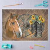 Horse Cowboy Boots Wagon Wheel Sunflower Western Tissuepapier (Craft)