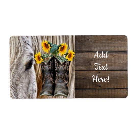 Horse Cowboy Boots zonnebloemen Etiket (Voorkant)