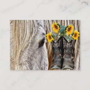 Horse Cowboy Boots zonnebloemen Visitekaartje
