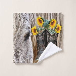 Horse Cowboy Boots zonnebloemen Washandje