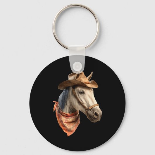 Horse Cowboy Equestrian Riding Funny Graphic  Sleutelhanger (Voorkant)