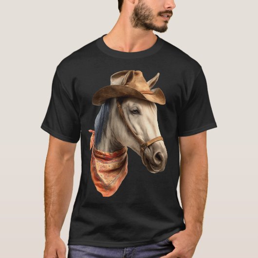 Horse Cowboy Equestrian Riding Funny Graphic  T-shirt (Voorkant)