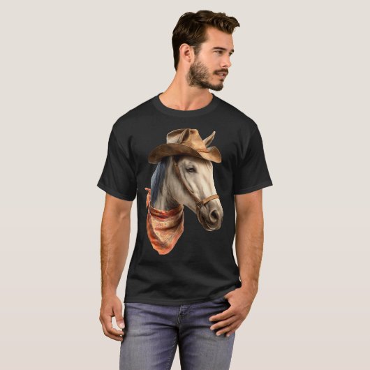 Horse Cowboy Equestrian Riding Funny Graphic  T-shirt (Voorkant volledig)