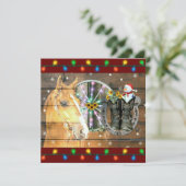 Horse Cowboy laarzen Snowman Kerstmis Bedankkaart (Staand voorkant)