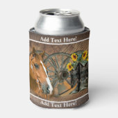 Horse Cowboy laarzen Wagon Wheel Western Blikjeskoeler (Blikje Voorkant)