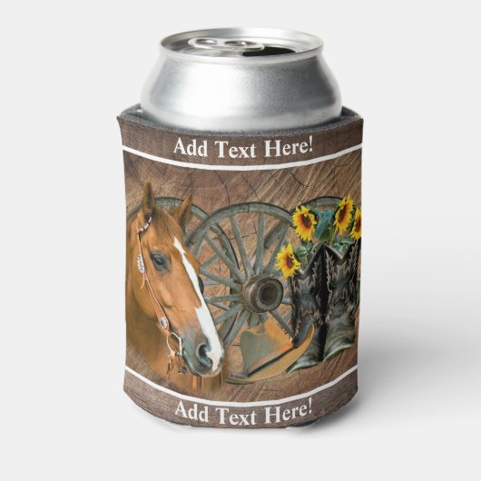 Horse Cowboy laarzen Wagon Wheel Western Blikjeskoeler (Blikje Achterkant)