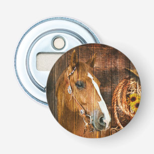 Horse Cowboy Pet Lasso Sunflower Rustige Barn Boar Button Flesopener