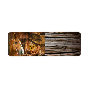 Horse Cowboy Pet Lasso Sunflower Rustige Barn Boar Etiket