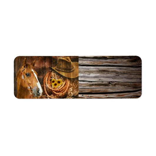 Horse Cowboy Pet Lasso Sunflower Rustige Barn Boar Etiket (Voorkant)