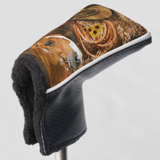 Horse Cowboy Pet Lasso Sunflower Rustige Barn Boar Golfheadcover (3/4 voorkant)