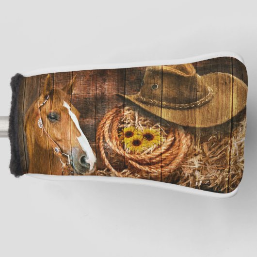 Horse Cowboy Pet Lasso Sunflower Rustige Barn Boar Golfheadcover (Voorkant)
