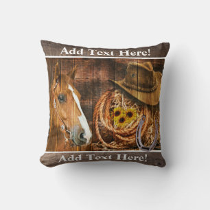 Horse Cowboy Pet Lasso Sunflower Rustige Barn Boar Kussen