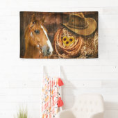 Horse Cowboy Pet Lasso Sunflower Rustige Barn Boar Spandoek (Insitu)