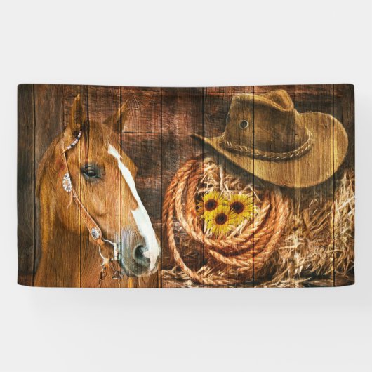 Horse Cowboy Pet Lasso Sunflower Rustige Barn Boar Spandoek (Horizontaal)