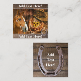 Horse Cowboy Pet Lasso Sunflower Rustige Barn Boar Vierkante Visitekaartje