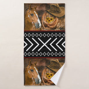 Horse Cowboy Pet Lasso Western Patroon Bad Handdoek