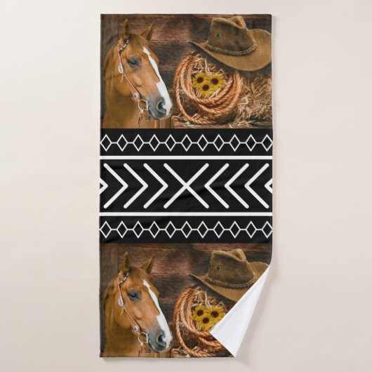 Horse Cowboy Pet Lasso Western Patroon Badhanddoek (Badhanddoek)