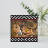 Horse Cowboy Pet Lasso Western Patroon Bedankkaart (Staand voorkant)