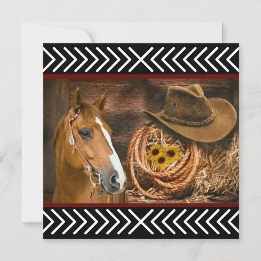 Horse Cowboy Pet Lasso Western Patroon Bedankkaart (Voorkant)