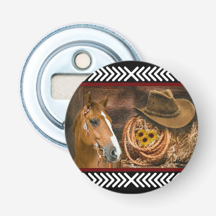 Horse Cowboy Pet Lasso Western Patroon Button Flesopener