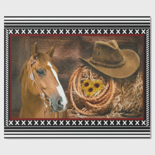 Horse Cowboy Pet Lasso Western Patroon Cadeaupapier
