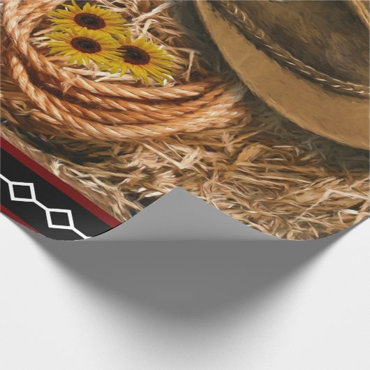 Horse Cowboy Pet Lasso Western Patroon Cadeaupapier (Hoek)