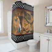 Horse Cowboy Pet Lasso Western Patroon Douchegordijn (In situ)