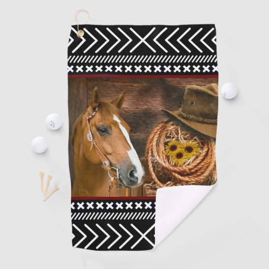 Horse Cowboy Pet Lasso Western Patroon Golfhanddoek (Insitu)