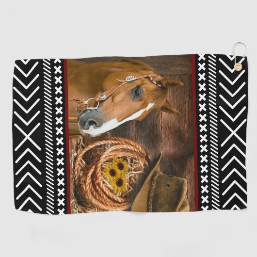 Horse Cowboy Pet Lasso Western Patroon Golfhanddoek (Horizontaal)