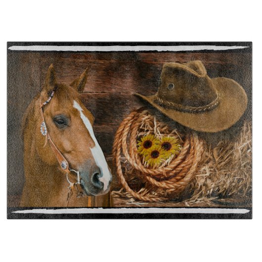 Horse Cowboy Pet Lasso Western Patroon Snijplank (Voorkant)