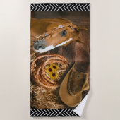 Horse Cowboy Pet Lasso Western Patroon Strandlaken (Voorkant)