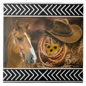 Horse Cowboy Pet Lasso Western Patroon Tegeltje (Voorkant)