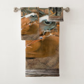 Horse Cowboy Pet Westerne Wagon Wheels Sunflower Bad Handdoek (Insitu)